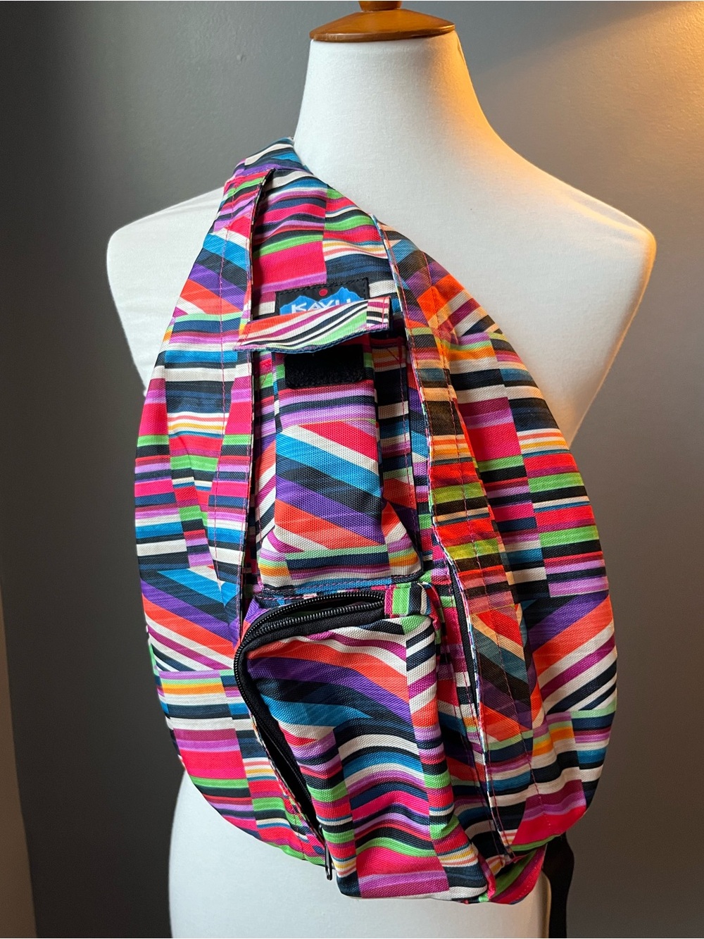 Kavu Multicolor Striped Crossbody Rope Bag